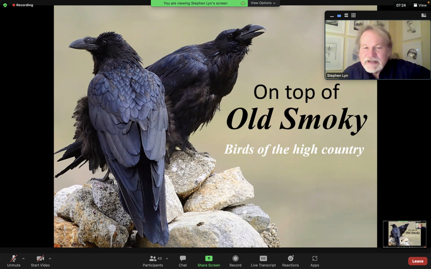 Stephen Lyn Bales bird lecture